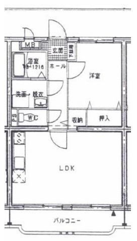 セルリア大橋(1LDK/4階)の間取り写真