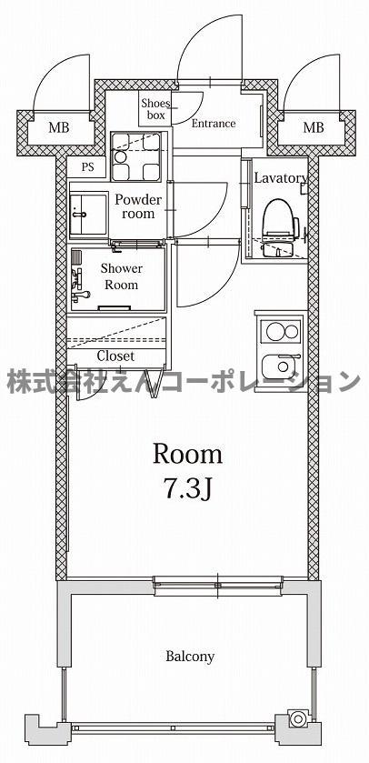 エンクレストALIVE白金(ワンルーム/9階)の間取り写真