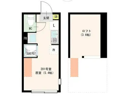 HARUMI上高井戸(ワンルーム/2階)の間取り写真