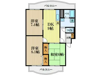 ラフィーネ・オーニシ(3DK/2階)の間取り写真