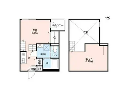 サクラテラス堀田(1K/1階)の間取り写真