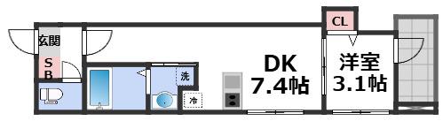 ハーモニーテラス鷹合(1DK/1階)の間取り写真