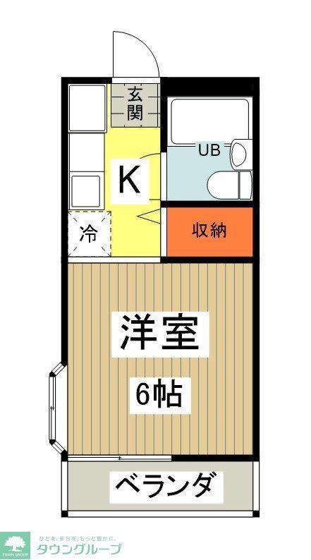 パークサイドB棟(1K/2階)の間取り写真