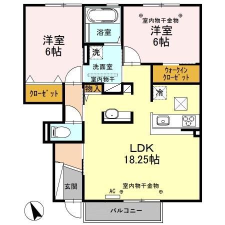 ローズ・A(2LDK/1階)の間取り写真