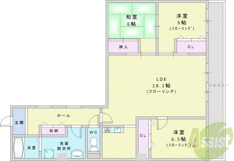 ドミール千里(3LDK/3階)の間取り写真