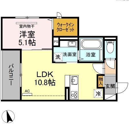 D-ROOMサクランボ(1LDK/3階)の間取り写真