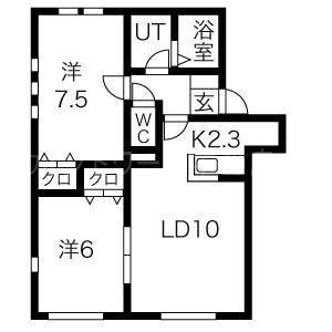 サンピラー菊水(2LDK/2階)の間取り写真