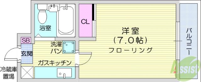 柴田ビル(1K/2階)の間取り写真