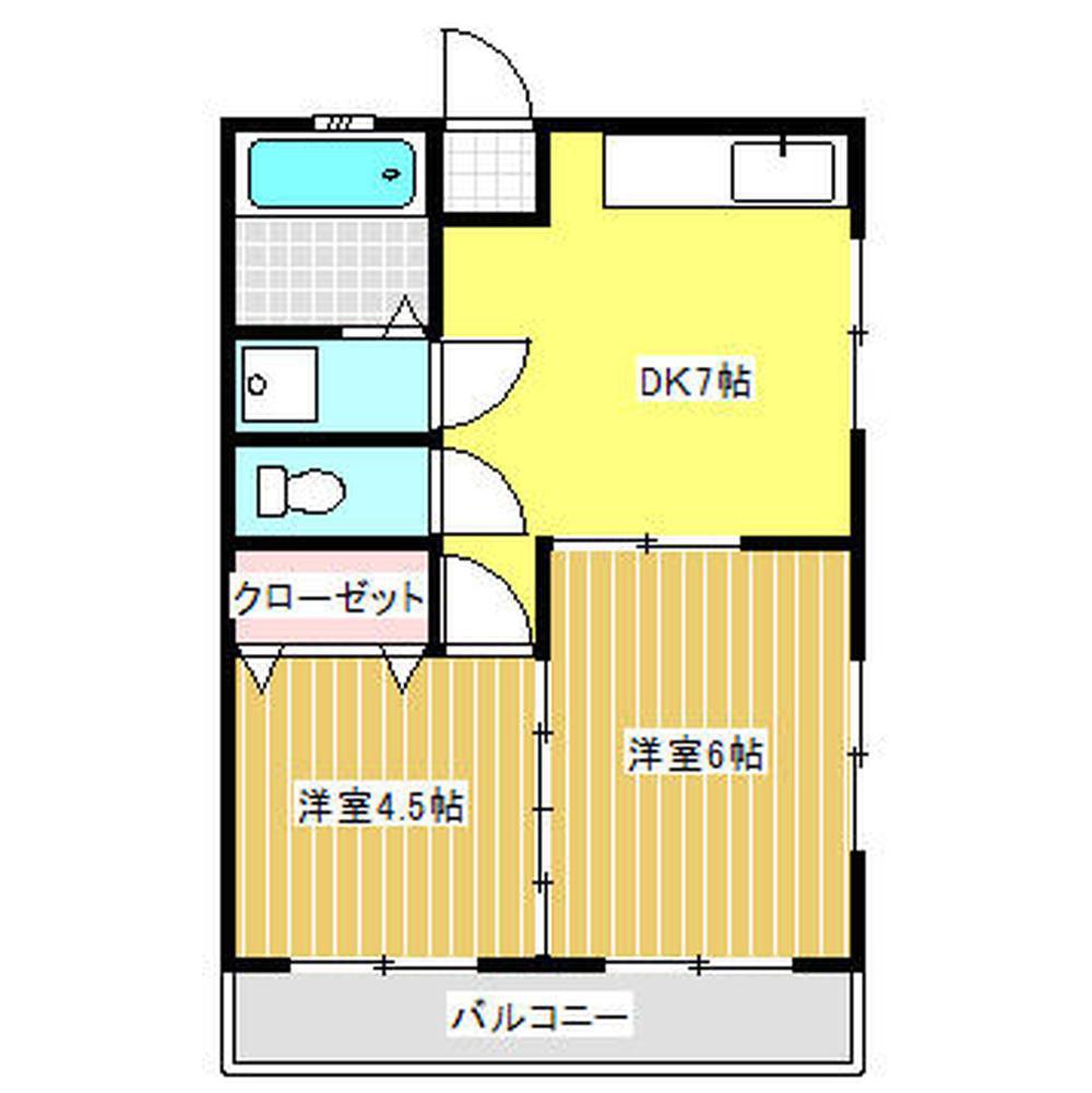石田ハイツ(2DK/4階)の間取り写真