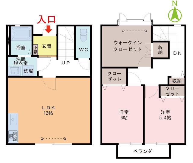 パークビレッジB棟(2LDK/1階)の間取り写真