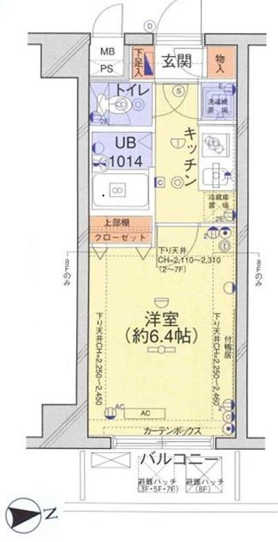 菱和パレス青山南(1K/4階)の間取り写真