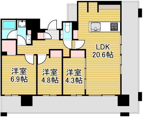 アトラス北千住(3LDK/12階)の間取り写真