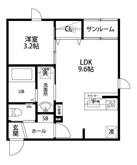LIVE河渡(1LDK/1階)の間取り写真
