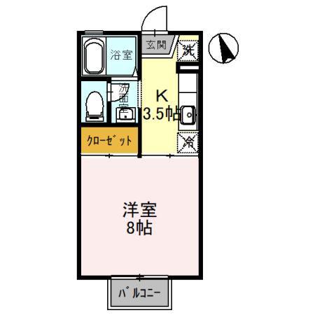ルミナス若狭 1(1K/1階)の間取り写真