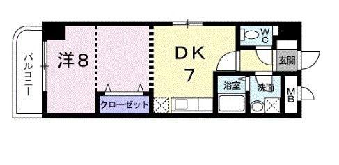エルマーノ下到津(1DK/2階)の間取り写真