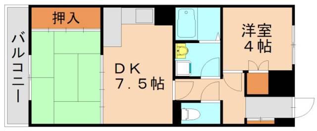 陣山スカイマンション(2DK/3階)の間取り写真