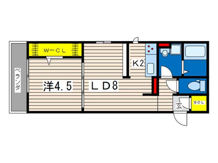 ポートヴィラ杉田VII(1LDK/2階)の間取り写真