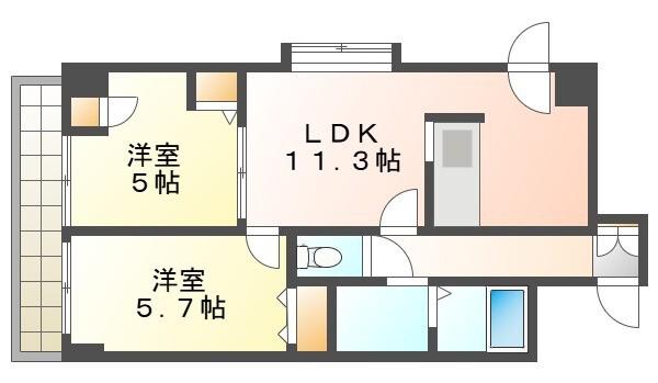カマールよいち(2LDK/3階)の間取り写真
