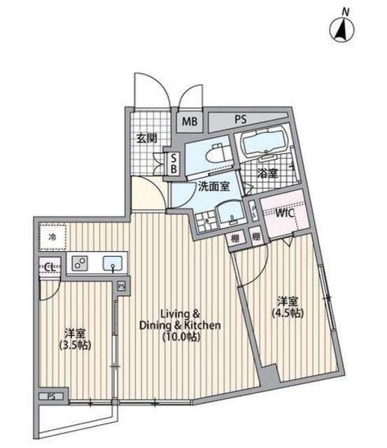 エルファーロ南麻布(2LDK/2階)の間取り写真