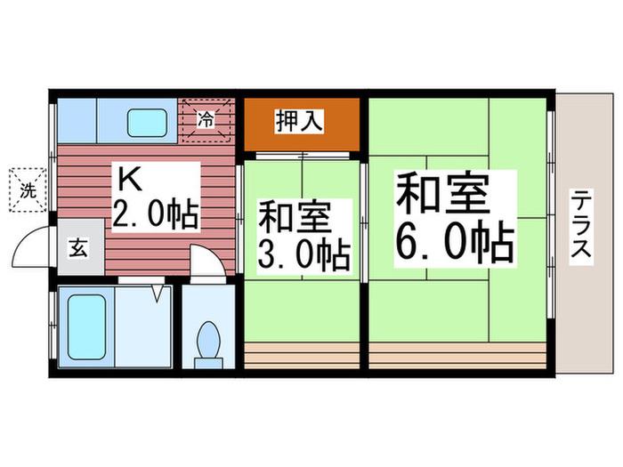 伊藤荘(2K/1階)の間取り写真