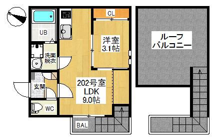GRANDTIC平安通(1LDK/2階)の間取り写真