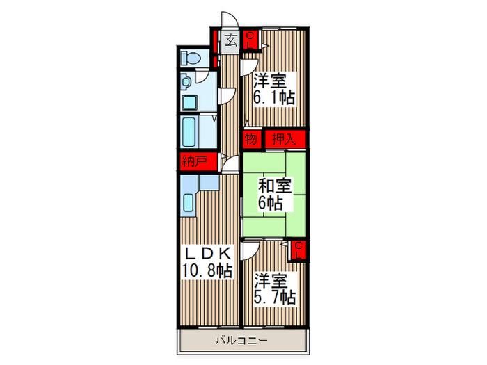ルクソル浦和(3LDK/5階)の間取り写真
