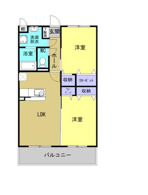 SUN ROUGE(2LDK/4階)の間取り写真