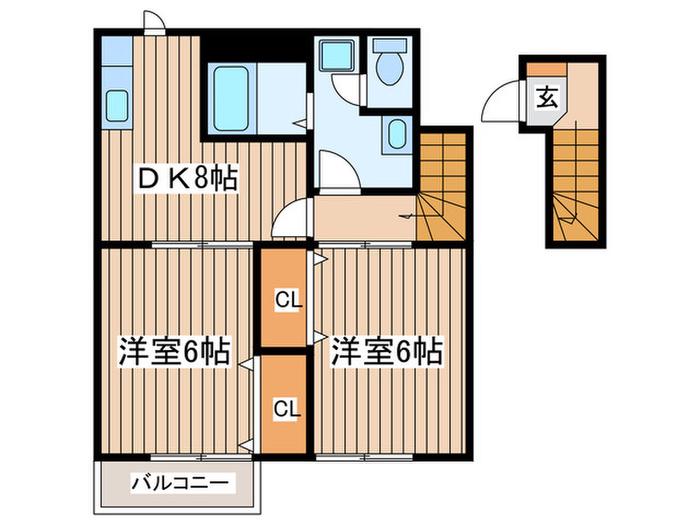 ノーブルパレスA(2DK/2階)の間取り写真