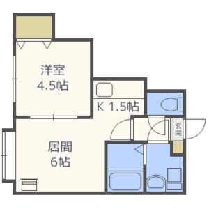 アスティ美園(1DK/2階)の間取り写真