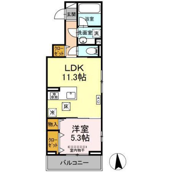 OLIVE(1LDK/1階)の間取り写真