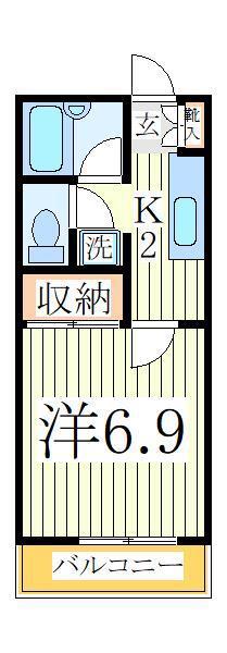 サンワハイツ柏の葉(1K/2階)の間取り写真