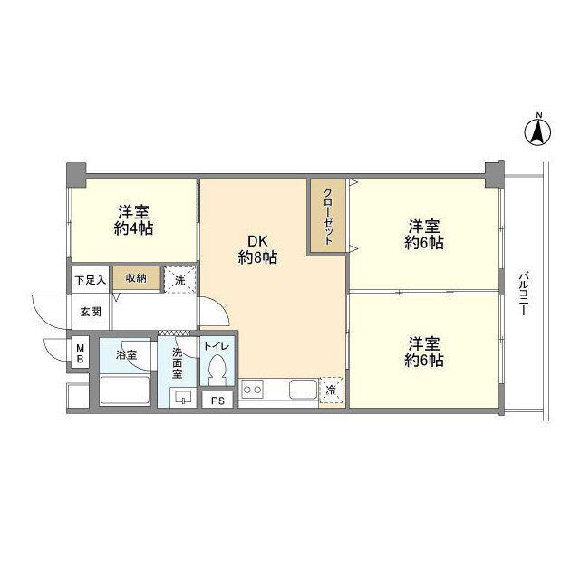 マンションヴィップ西落合(3DK/3階)の間取り写真