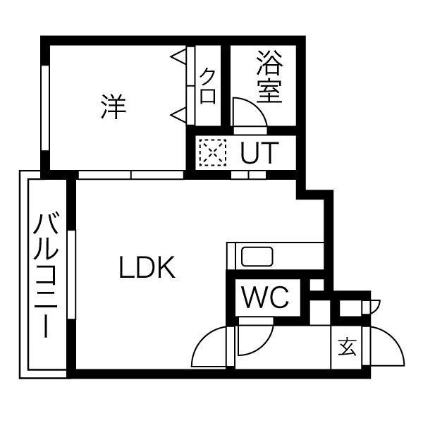 シャトーメナール(1LDK/4階)の間取り写真