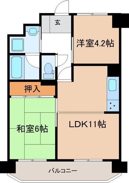 ライオンズマンション福田町(2LDK/5階)の間取り写真