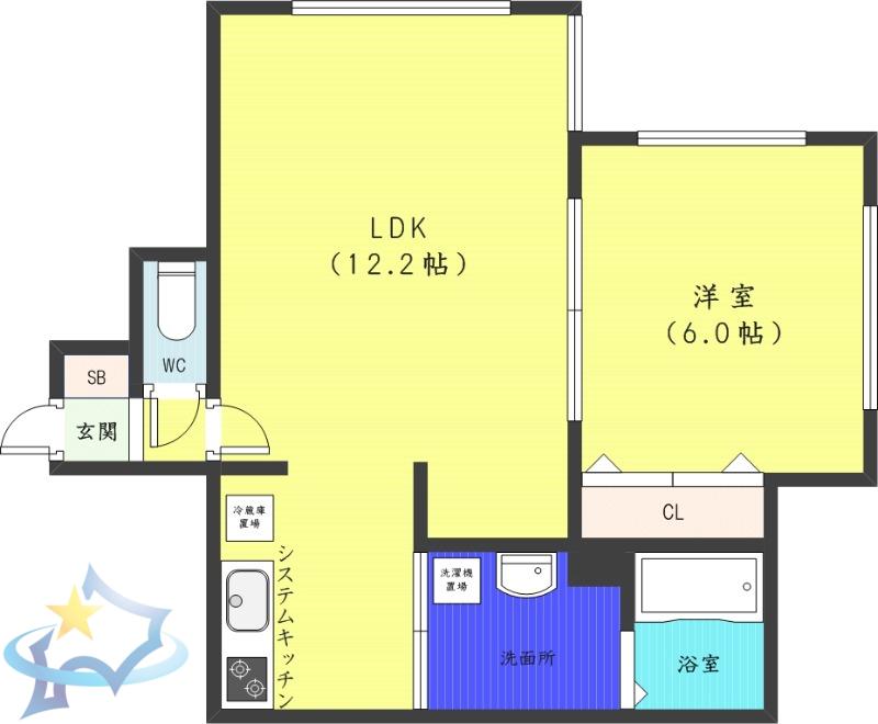 レユシール山鼻南(1LDK/2階)の間取り写真