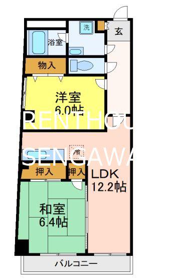 HIGH ウエスト -弊社管理物件-(2LDK/2階)の間取り写真