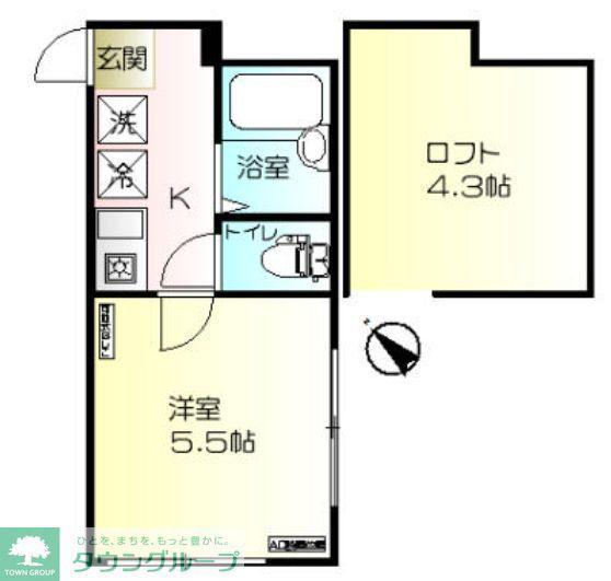 シャイン三春町(1K/1階)の間取り写真