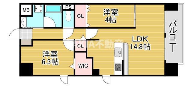 グレイス京橋(2LDK/2階)の間取り写真