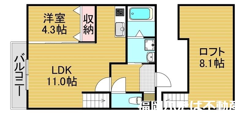 COCOFLORA原町(1LDK/2階)の間取り写真