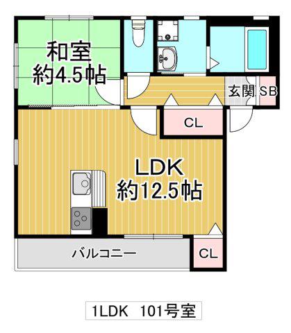 MJハイツ稲田上町(1LDK/1階)の間取り写真