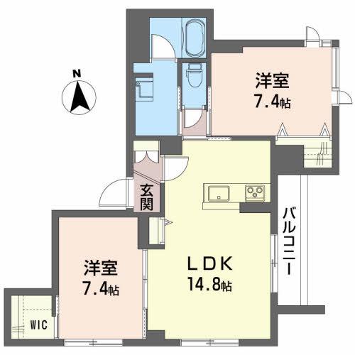 コンフォール台原駅前(2LDK/2階)の間取り写真