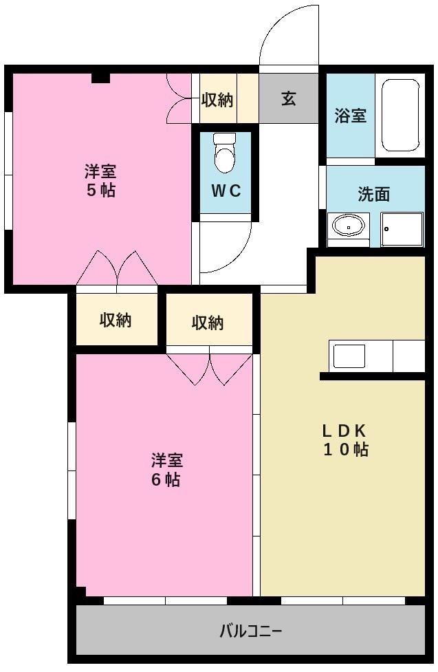 ホープM(2LDK/3階)の間取り写真