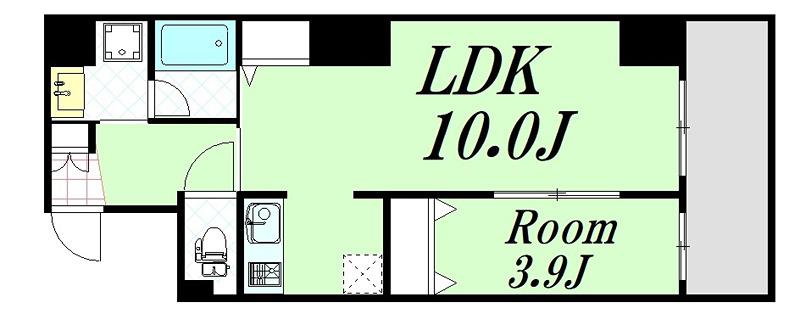アーベル更紗北堀江(1LDK/2階)の間取り写真