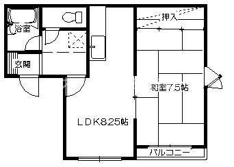 コーポK星が丘II(1LDK/1階)の間取り写真