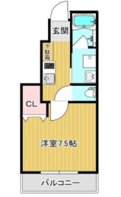 ハートフル道場南口(1K/1階)の間取り写真