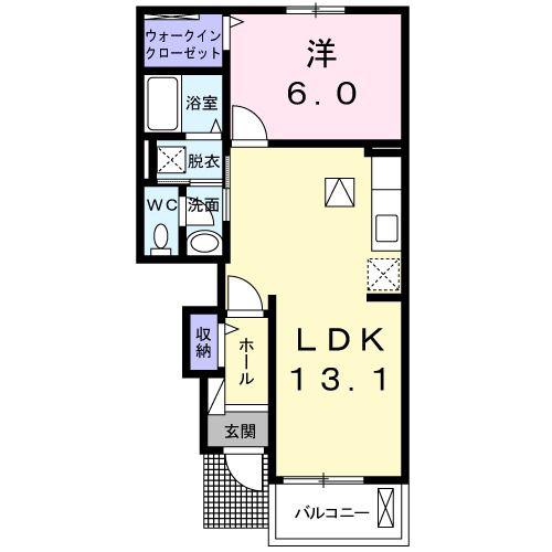 グラン・フォーレB(1LDK/1階)の間取り写真