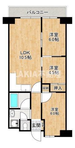 上本町第2ガーデンハイツ(3LDK/13階)の間取り写真