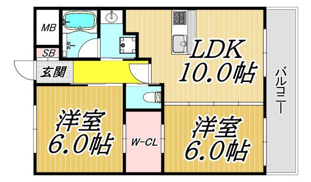 FRASE・BUONA (2LDK/2階)の間取り写真