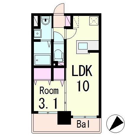 LAPIS COURT草津駅前(1LDK/11階)の間取り写真