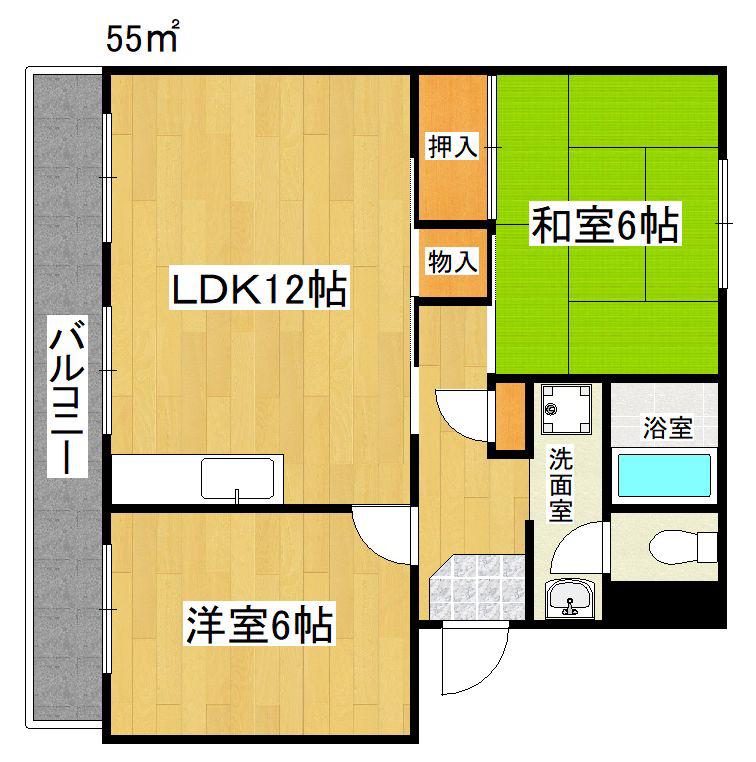 ハイツカームネス(2LDK/3階)の間取り写真